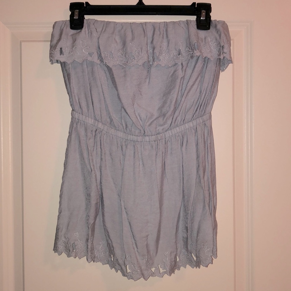 Light Blue Strapless Top